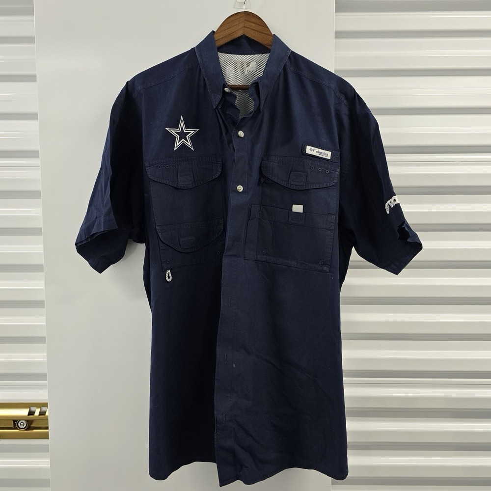 Columbia PFG Dallas Cowboys Men's XL Fishing Shirt Navy Vented Button Up NFL